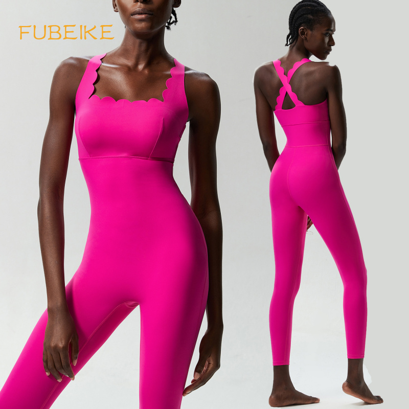 Running Gear Woman - FUBEIKE คลื่นเล็กความงามกลับโยคะฟิตเนสชิ้นเดียวของผู้หญิงขนาดบวกแน่นซูเปอร์ยืดกีฬาวิ่งเสื้อกั๊ก J umpsuit
