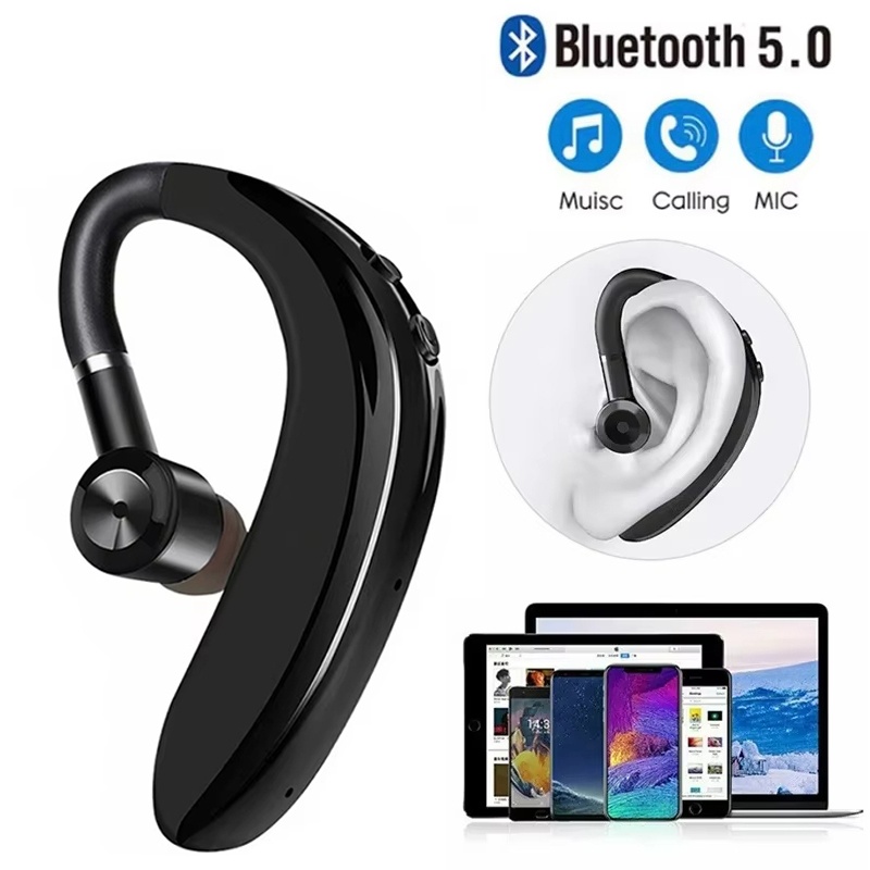 Earphone Sport Hook - หูฟังบลูทูธสำหรับการโทรแบบแฮนด์ฟรี สำหรับ iPhone และ Xiaomi พร้อมที่เกี่ยวหูที่สวมใส่สบาย
