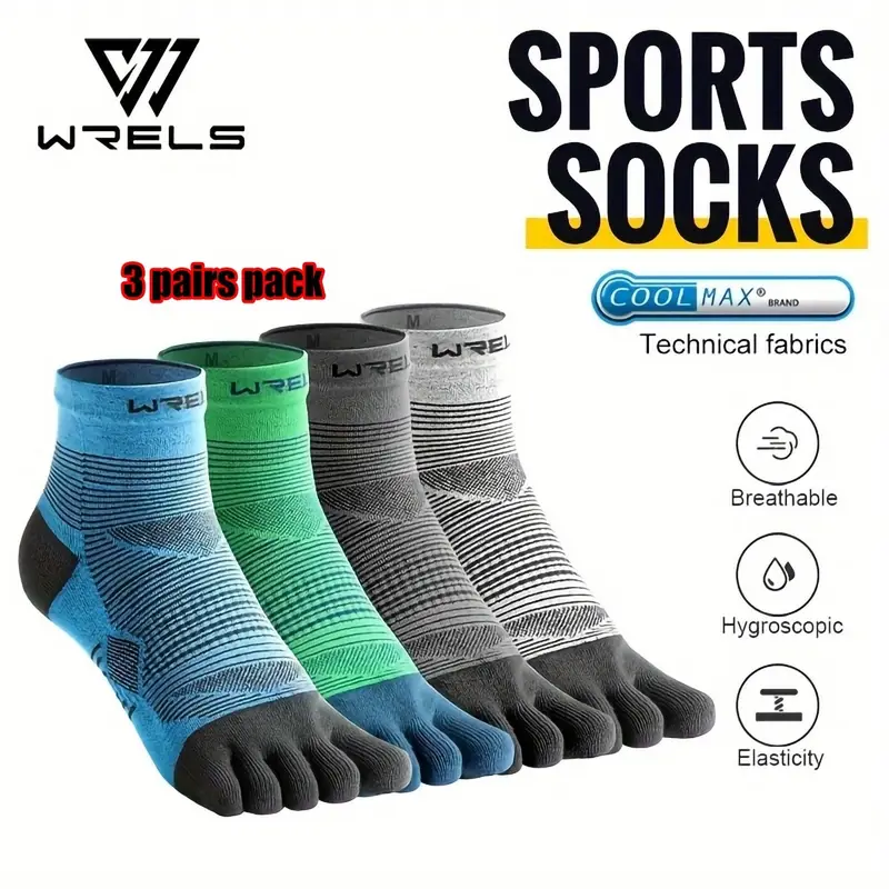 Anti Blister Sock - ถุงเท้า WRELS 1/3 คู่ ถุงเท้าห้านิ้ว COOLMAX