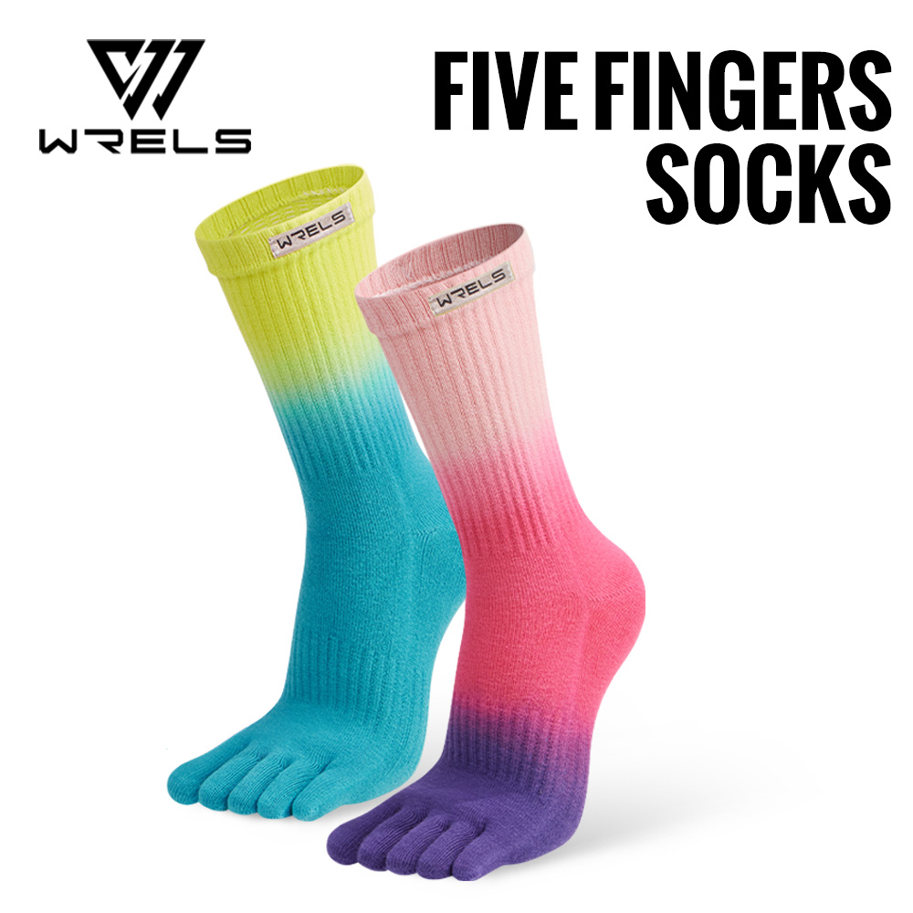 Anti Blister Sock - ถุงเท้าห้านิ้ว WRELS ผ้าฝ้าย สำหรับกีฬา วิ่ง ระบายอากาศ